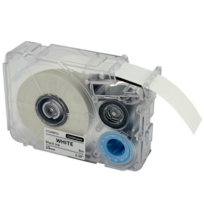 Labeltape sort på hvid 15mm x 8m