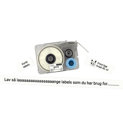 Labeltape sort på hvid 15mm x 8m