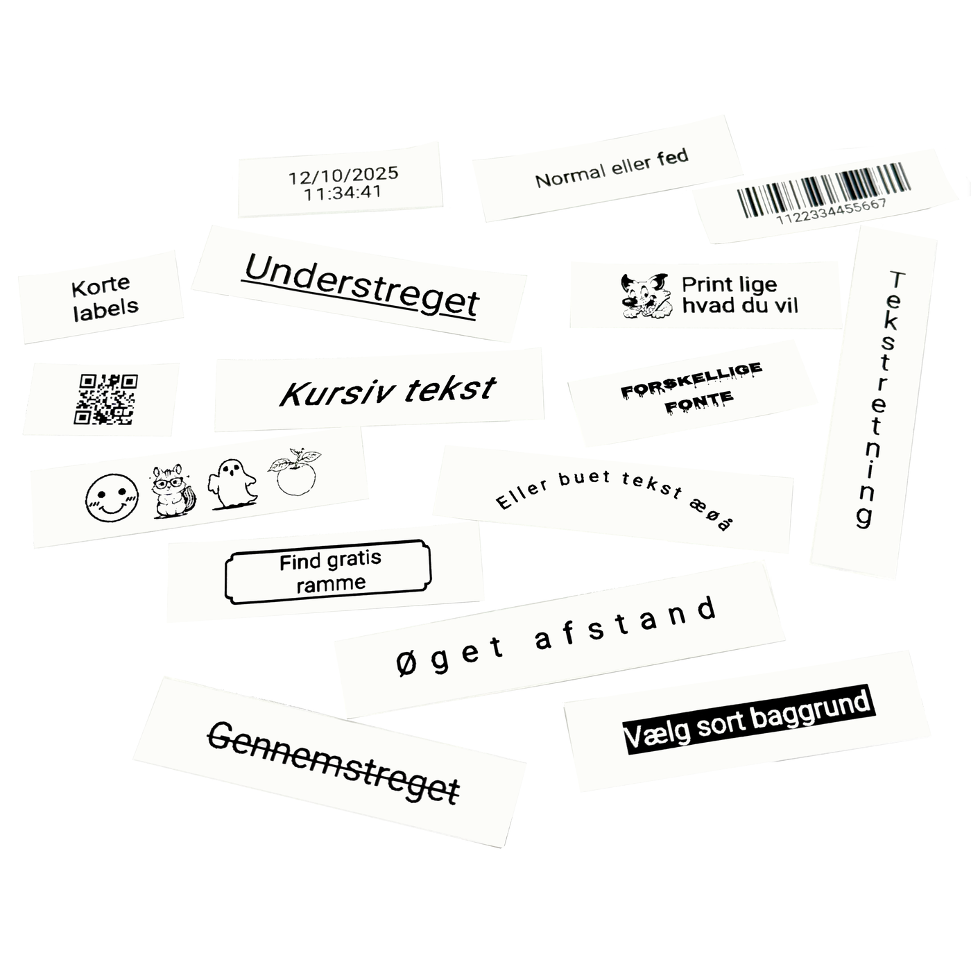 Labeltape sort på hvid 15mm x 8m